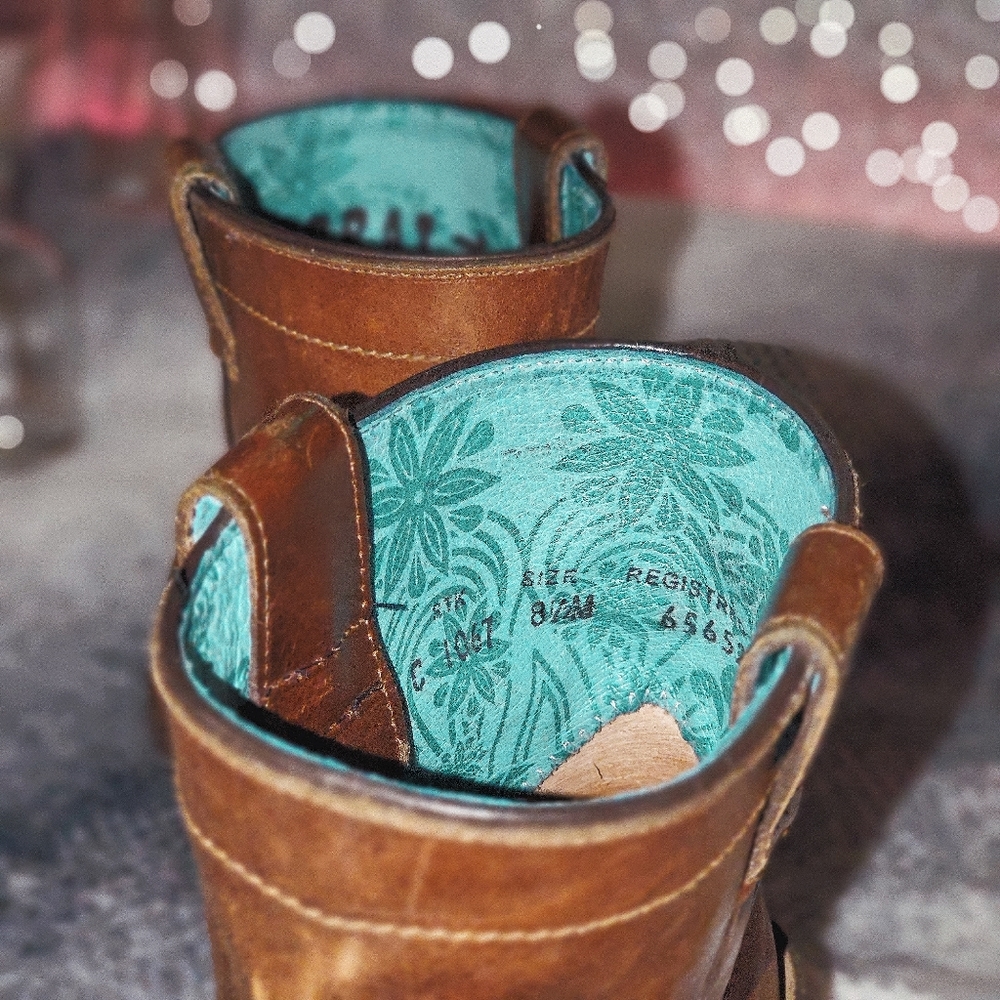 Corral Brown Ankle Boots With Turquoise Lining View 4